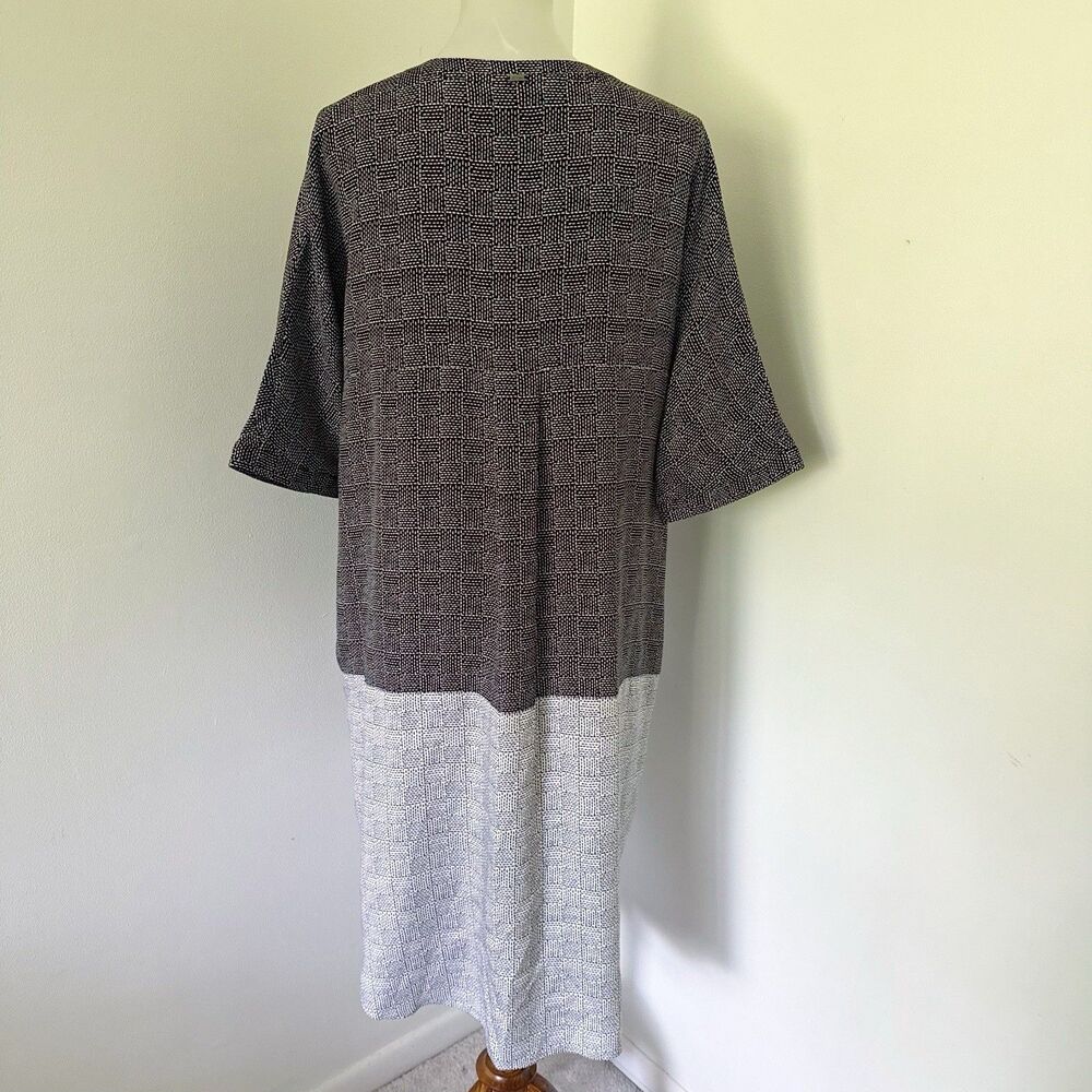 Women's St. John Silk Button Front Tunic Stretch Pockets Shirt Dress Plaid M Med - Picture 6 of 16